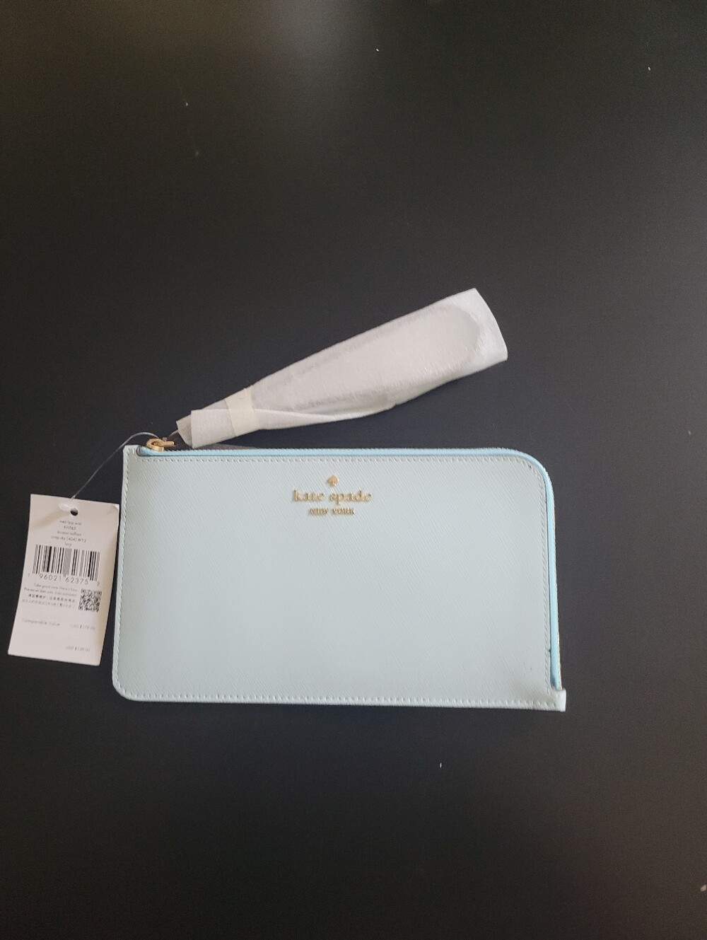 Kate Spade NWT Medium Colorblock  Blue Zip-Around Wristlet Wallet with Gold Logo